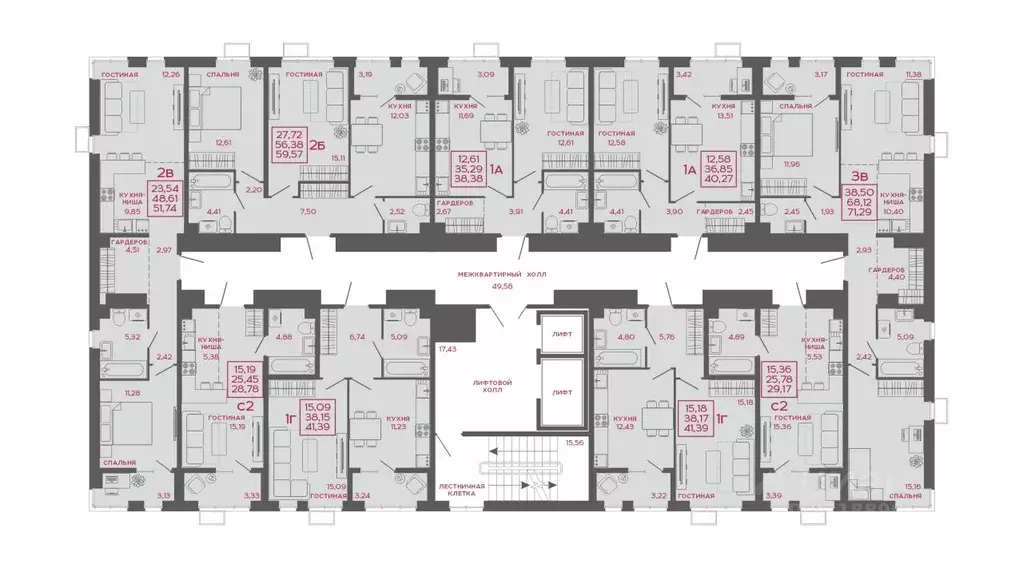 2-к кв. Пензенская область, Пенза Аэрис жилой комплекс (51.74 м) - Фото 2