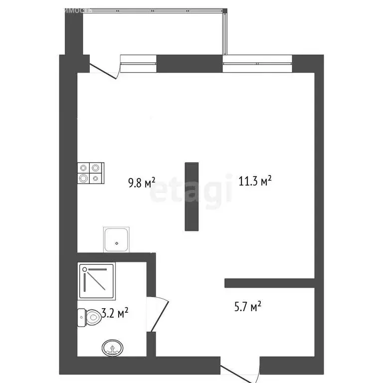 Квартира-студия: микрорайон Мелиораторов, улица Голышева, 2 (30 м) - Фото 0