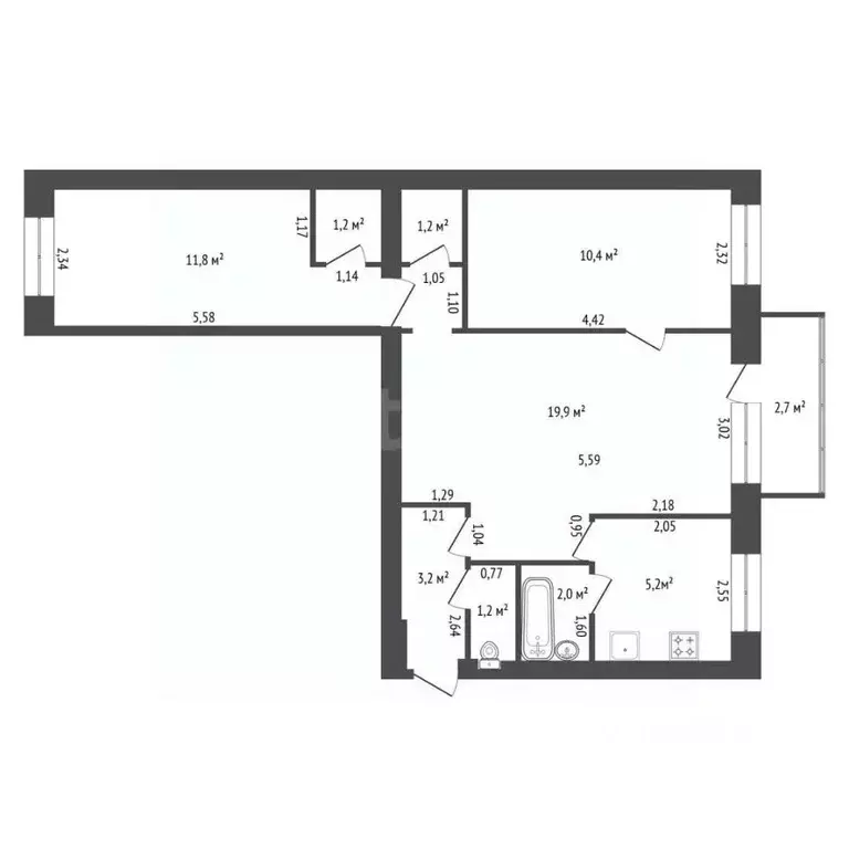 3-к кв. Башкортостан, Уфа Интернациональная ул., 121 (56.9 м) - Фото 2