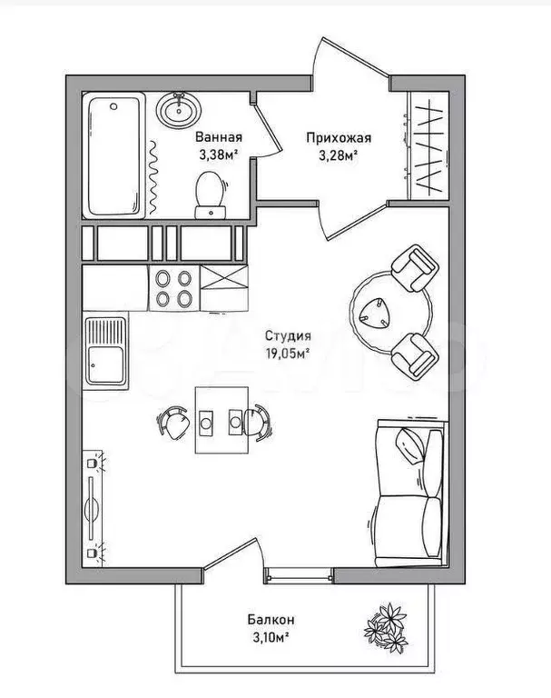 Квартира-студия, 26,7 м, 4/10 эт. - Фото 0