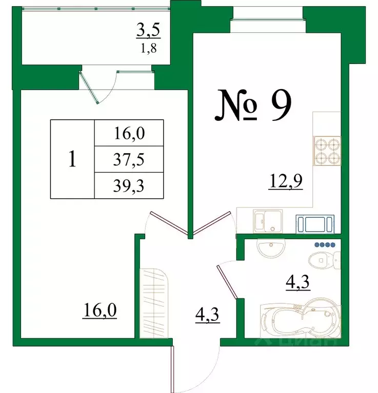 1-к кв. Ленинградская область, Гатчина Красносельское ш., 4Ак1 (39.3 ... - Фото 1