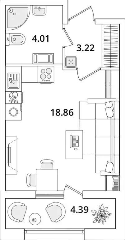 Студия Санкт-Петербург Беларт жилой комплекс (28.29 м) - Фото 0