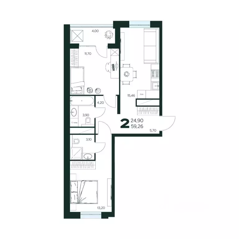 2-к кв. Московская область, Химки Сходня мкр, Первомайская ул., ... - Фото 1