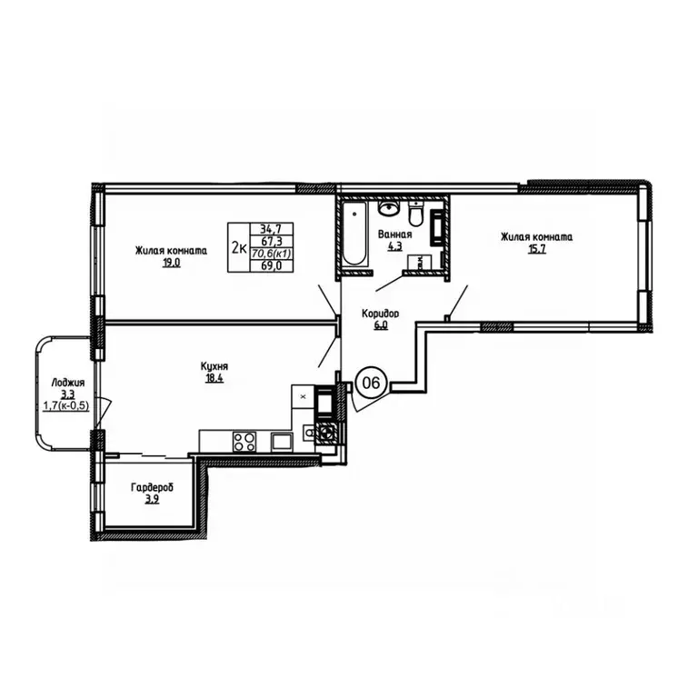 2-к кв. Калининградская область, Калининград Теодор Кроне жилой ... - Фото 2
