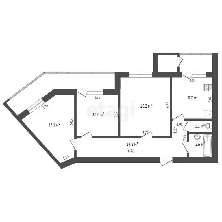 3-к кв. Нижегородская область, Выкса ул. Красные зори, 2-2А (67.9 м) - Фото 1