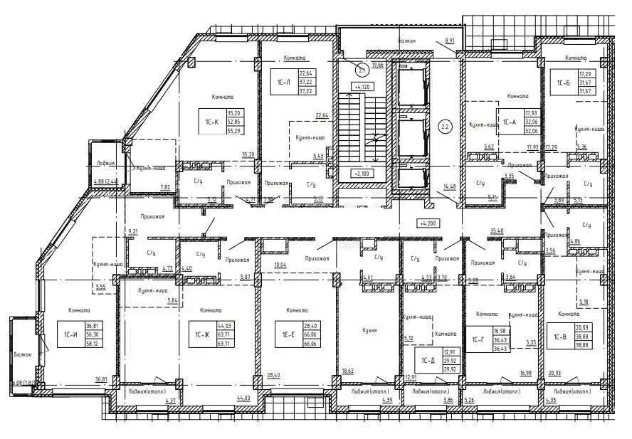 1-к кв. Челябинская область, Челябинск ул. Энгельса, 5 (63.53 м) - Фото 2