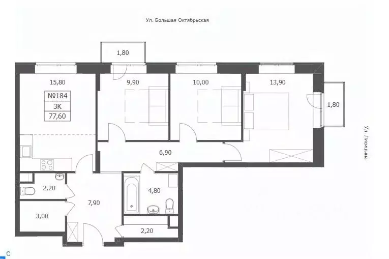 3-к кв. Ярославская область, Ярославль ул. Большая Октябрьская, 126 ... - Фото 1