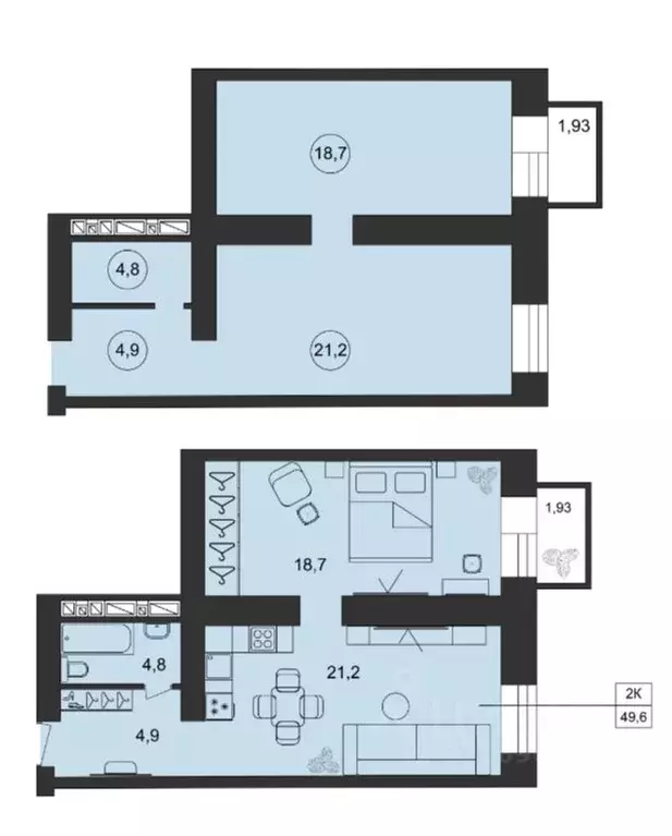 Студия Тамбовская область, Тамбов ул. Агапкина, 2К (54.01 м) - Фото 2