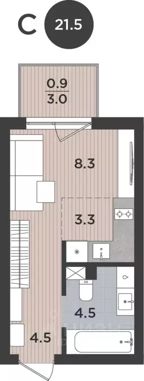 Студия Калининградская область, Калининград Тихорецкая ул., 16Ак3 ... - Фото 1