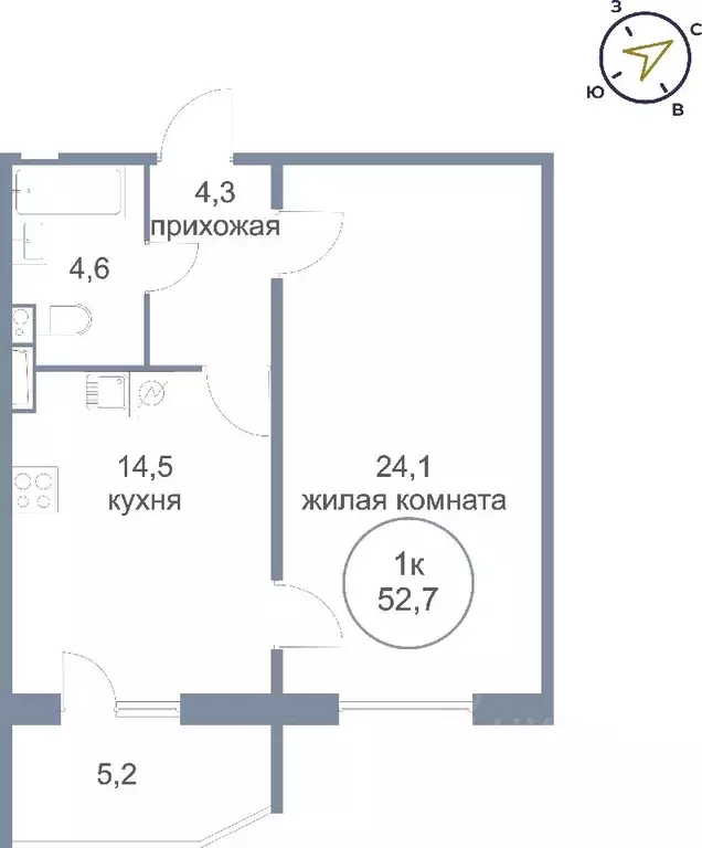 1-к кв. Ханты-Мансийский АО, Сургут тракт Югорский, 54/1 (52.7 м) - Фото 0