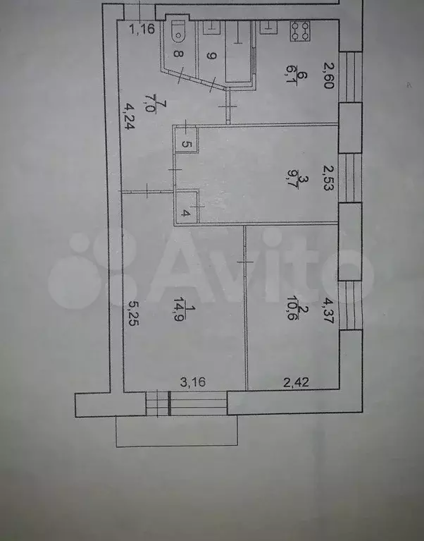 3-к. квартира, 52 м, 3/5 эт. - Фото 0