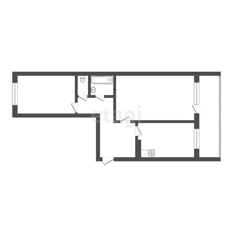 2-комнатная квартира: Томск, улица Дизайнеров, 5 (60.1 м) - Фото 1