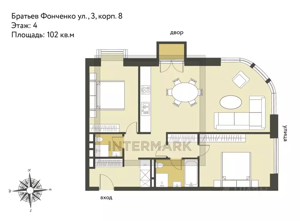 3-к кв. Москва ул. Братьев Фонченко, 1к6 (102.0 м) - Фото 2