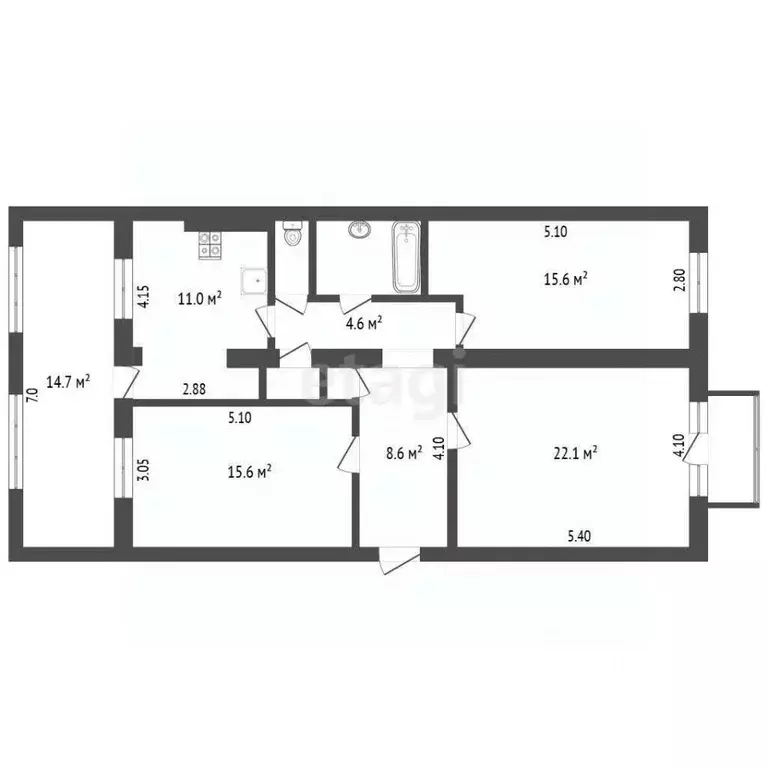 3-к кв. Калужская область, Калуга ш. Грабцевское, 34 (93.5 м) - Фото 2