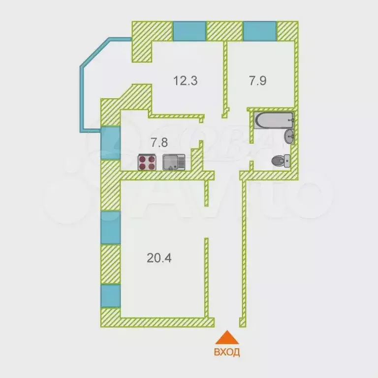 3-к. квартира, 66 м, 5/9 эт. - Фото 0