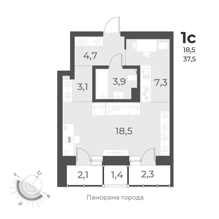 1-комнатная квартира: Новосибирск, улица Аэропорт, 62 (37.5 м) - Фото 0