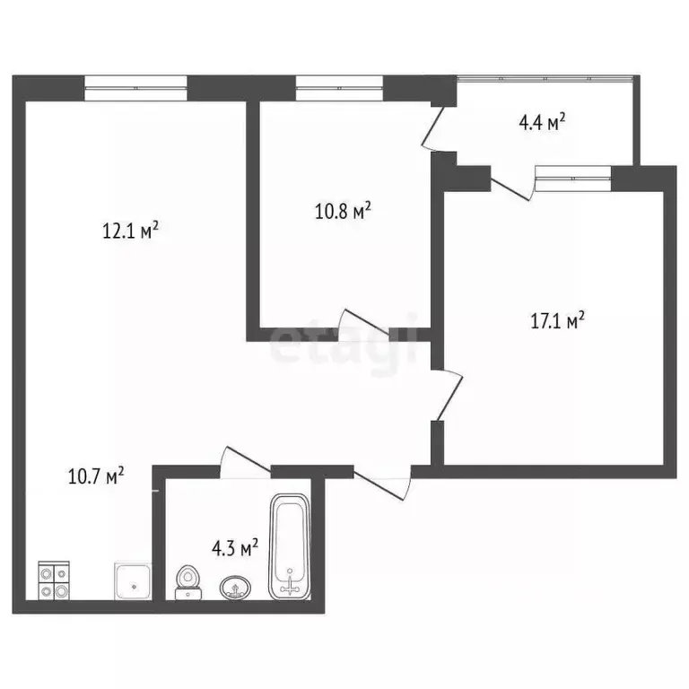 2-к кв. Краснодарский край, Анапа ул. Ленина, 241к1 (55.2 м) - Фото 1