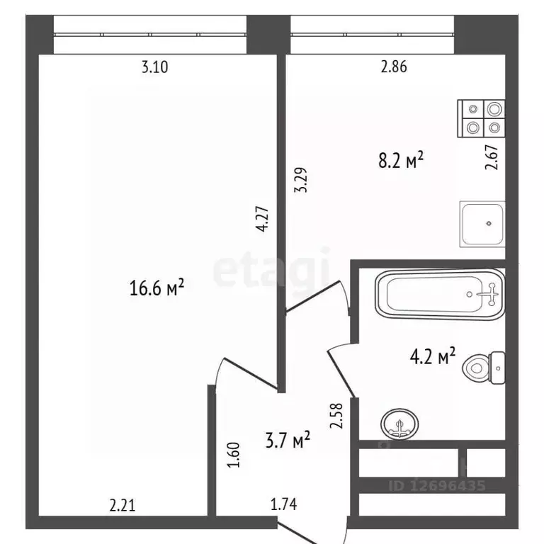 1-к кв. Московская область, Мытищи городской округ, пос. Нагорное ... - Фото 2