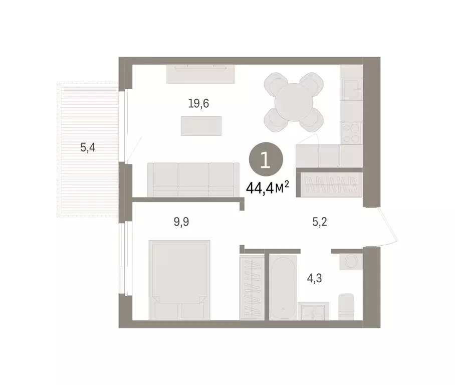 1-комнатная квартира: Новосибирский район, рабочий посёлок Краснообск, ... - Фото 2