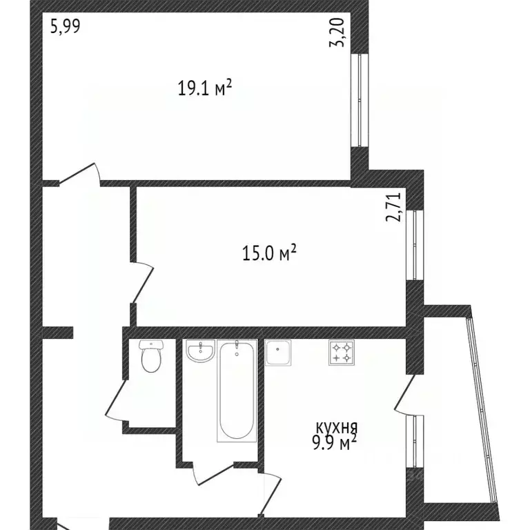 2-к кв. Белгородская область, Белгород ул. Есенина, 9к3 (67.2 м) - Фото 1