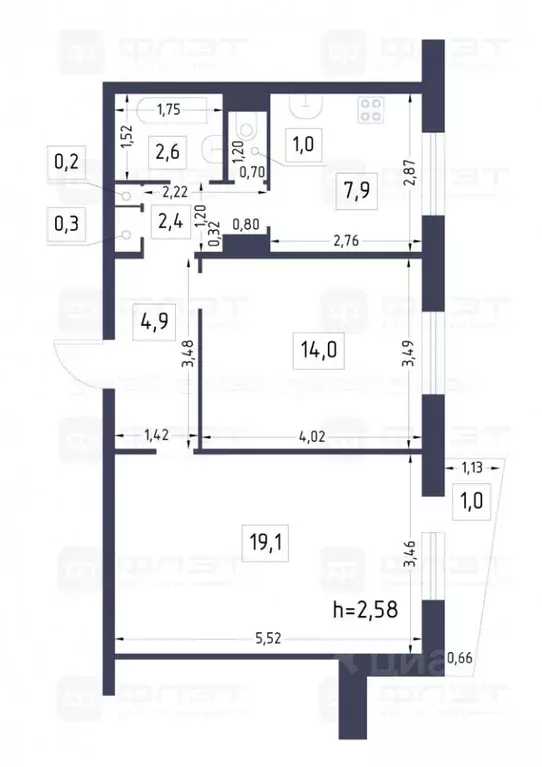 2-к кв. Татарстан, Казань Минская ул., 6 (52.4 м) - Фото 2