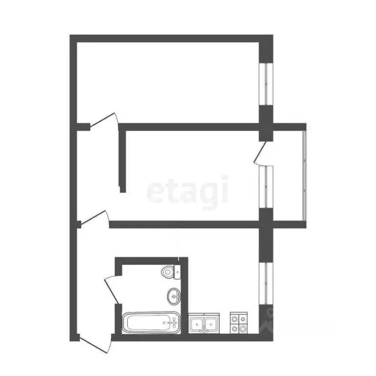 2-к кв. Ханты-Мансийский АО, Сургут ул. 60 лет Октября, 2 (46.2 м) - Фото 1