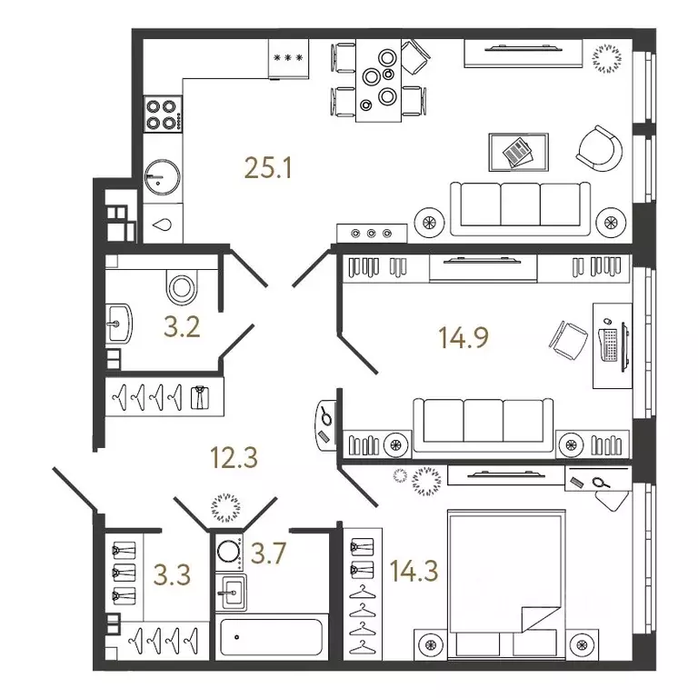 2-к кв. Санкт-Петербург Миргородская ул., 1 (76.8 м) - Фото 0