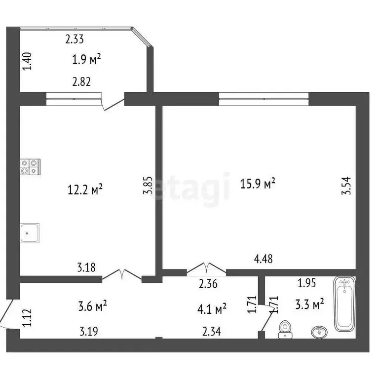 1-комнатная квартира: Нурлат, улица Куйбышева, 41 (39.1 м) - Фото 0