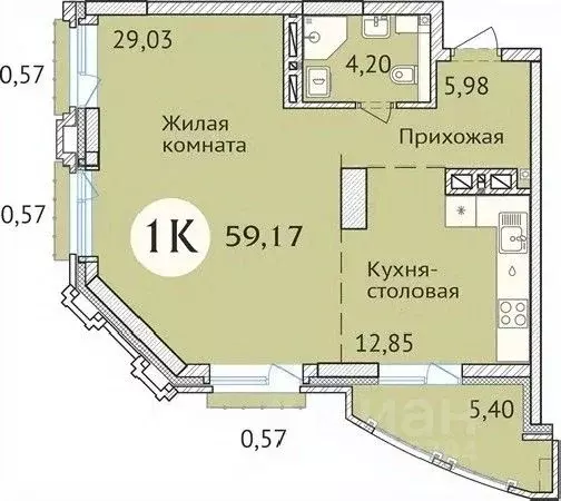 1-к кв. Новосибирская область, Новосибирск ул. Дуси Ковальчук, 248/1 ... - Фото 0