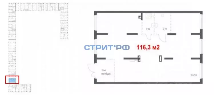 Торговая площадь в Москва пер. Любучанский, 1к3 (116 м) - Фото 2