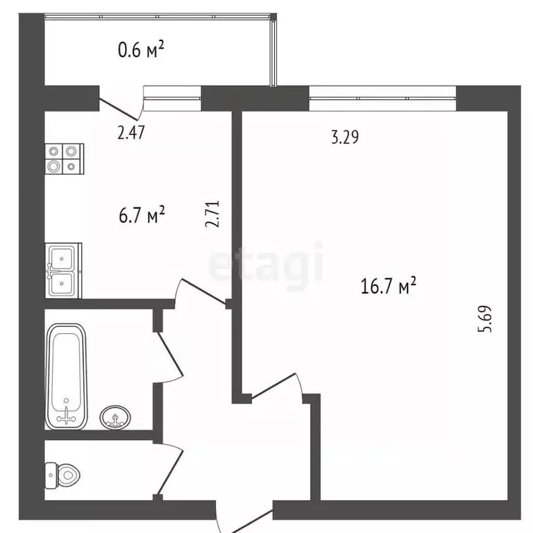 1-к кв. Псковская область, Псков Конная ул., 28 (31.5 м) - Фото 1