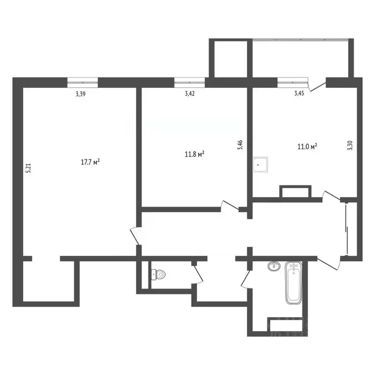 2-к кв. Саха (Якутия), Нерюнгри ул. Карла Маркса, 3/2 (59.8 м) - Фото 2