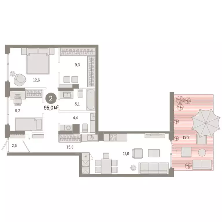 2-комнатная квартира: Омск, Кировский округ (95.03 м) - Фото 1