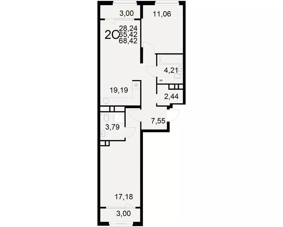 2-к кв. рязанская область, рязань ул. бирюзова (65.42 м) - Фото 0