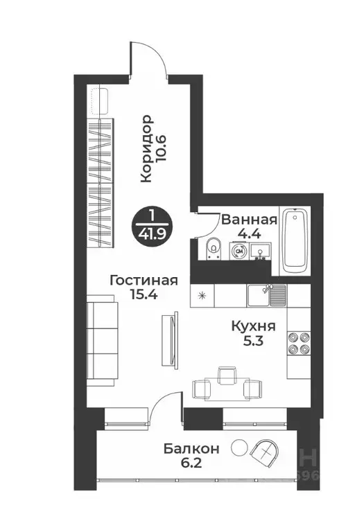 1-к кв. Хакасия, Абакан ул. Генерала Тихонова, 7 (41.9 м) - Фото 0