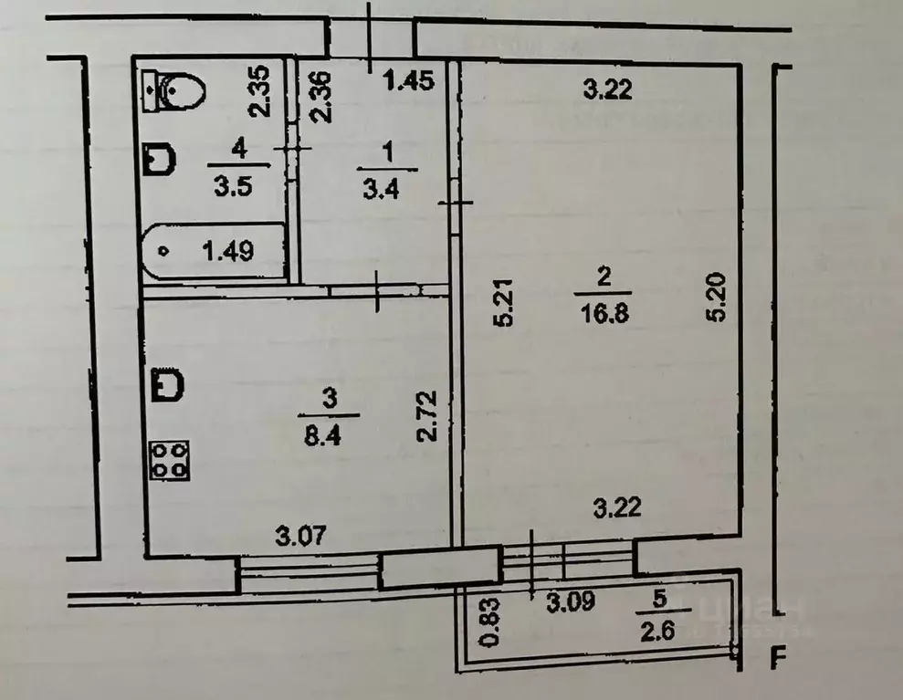 1-к кв. Башкортостан, Уфа ул. Геологов, 51к2 (33.4 м) - Фото 1