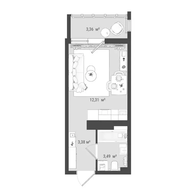 Квартира-студия: Томск, улица Войкова, 51с7 (22.54 м) - Фото 1