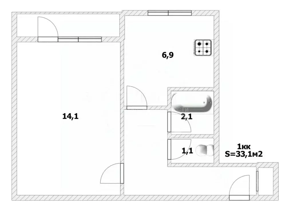 1-к кв. Калининградская область, Калининград ул. Фрунзе, 40 (33.1 м) - Фото 2