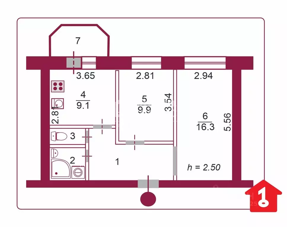 2-к кв. Омская область, Омск Городок Нефтяников мкр, ул. 4-я ... - Фото 1