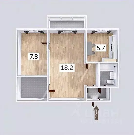 2-к кв. Омская область, Омск ул. Масленникова, 241 (40.7 м) - Фото 1