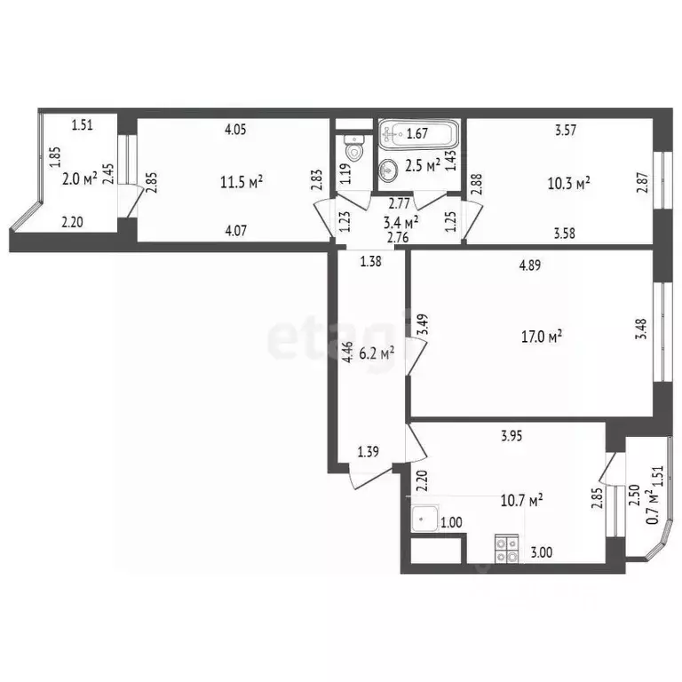 3-к кв. Тамбовская область, Тамбов ул. Рылеева, 98 (62.6 м) - Фото 1