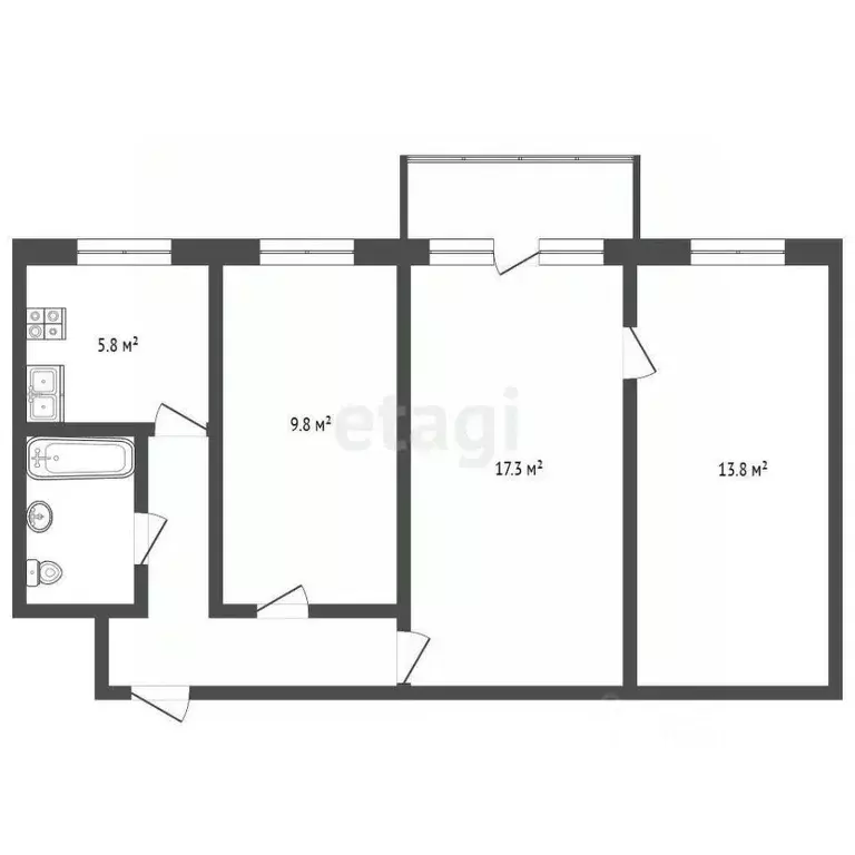 3-к кв. Московская область, Серпухов ул. Захаркина, 7б (56.4 м) - Фото 2