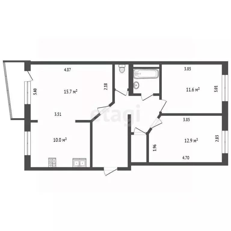 3-к кв. Ханты-Мансийский АО, Сургут ул. Бахилова, 3 (70.1 м) - Фото 1