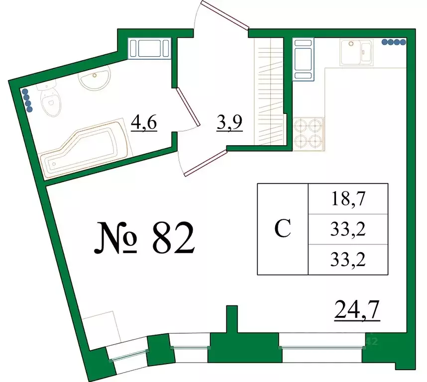 Студия Ленинградская область, Гатчина Красносельское ш., 4Ак1 (33.2 м) - Фото 1