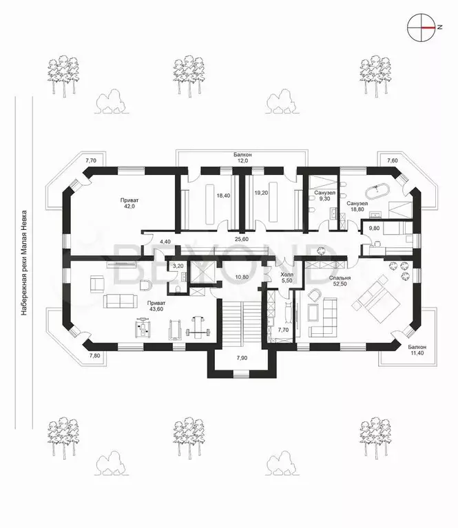 10 и более-к. квартира, 1116,9 м, 4/4 эт. - Фото 1