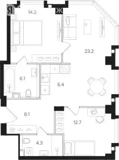 2-комнатная квартира: Москва, ЖК Мангазея на Тульской (75.1 м) - Фото 0