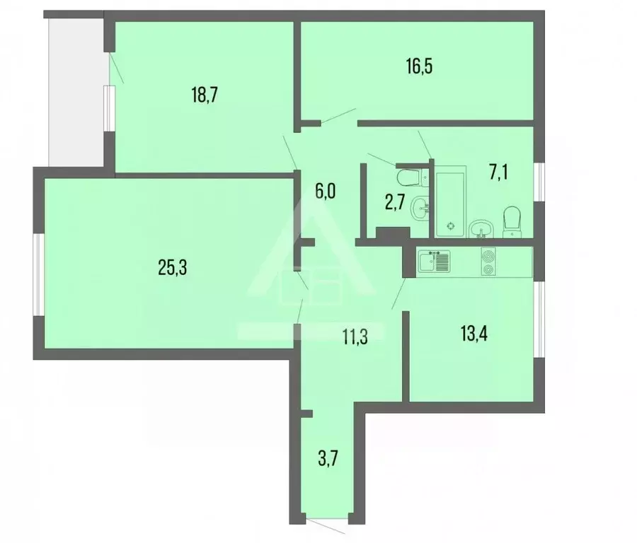 3-к кв. Челябинская область, Челябинск ул. Игнатия Вандышева, 4 (104.2 ... - Фото 1