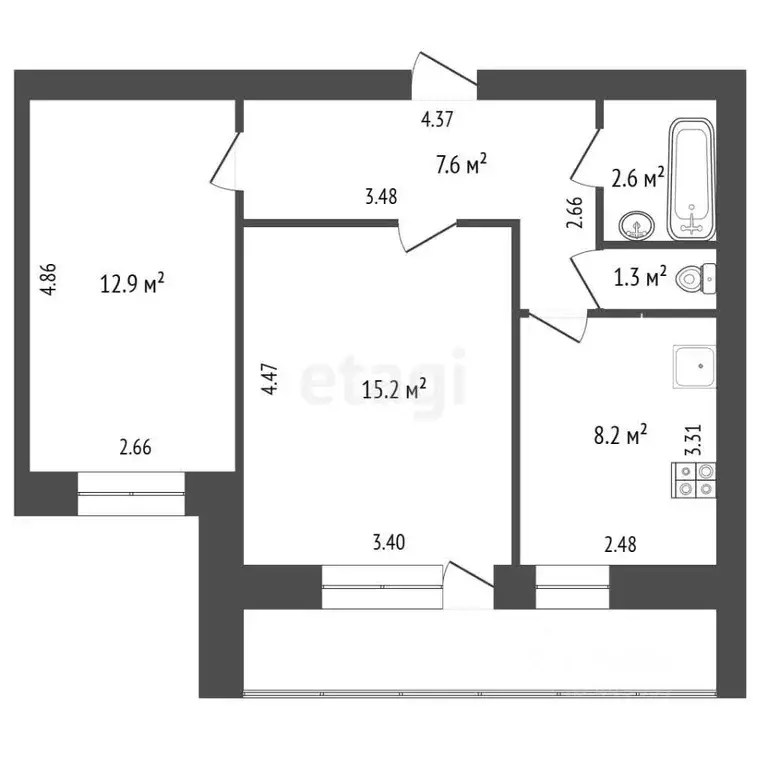 2-к кв. Смоленская область, Смоленск ул. Валентины Гризодубовой, 5 ... - Фото 2