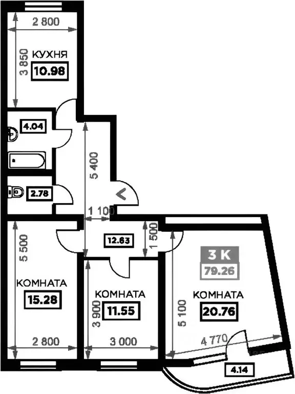 3-к кв. Краснодарский край, Краснодар Воронежская ул., 47/11 (80.9 м) - Фото 1