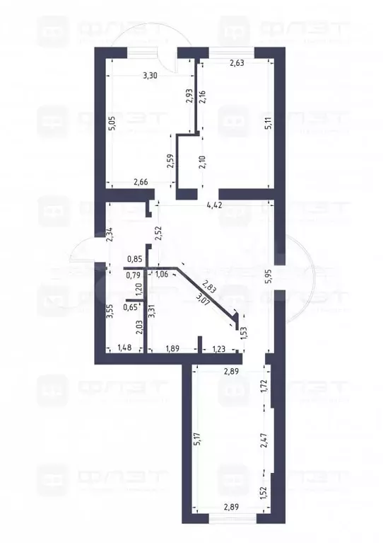 2-к. квартира, 86,8 м, 3/5 эт. - Фото 0